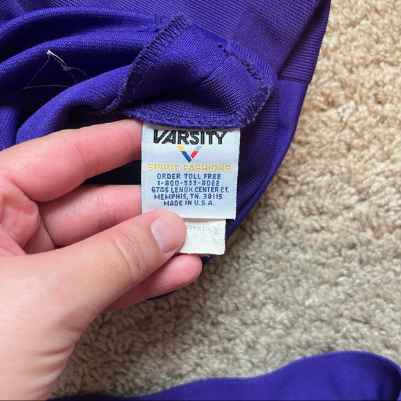 purple / gold / black / white Varsity real high school cheerleading uniform - Picture 13 of 14